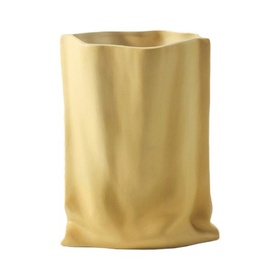 矮款陶瓷口袋花瓶黄色